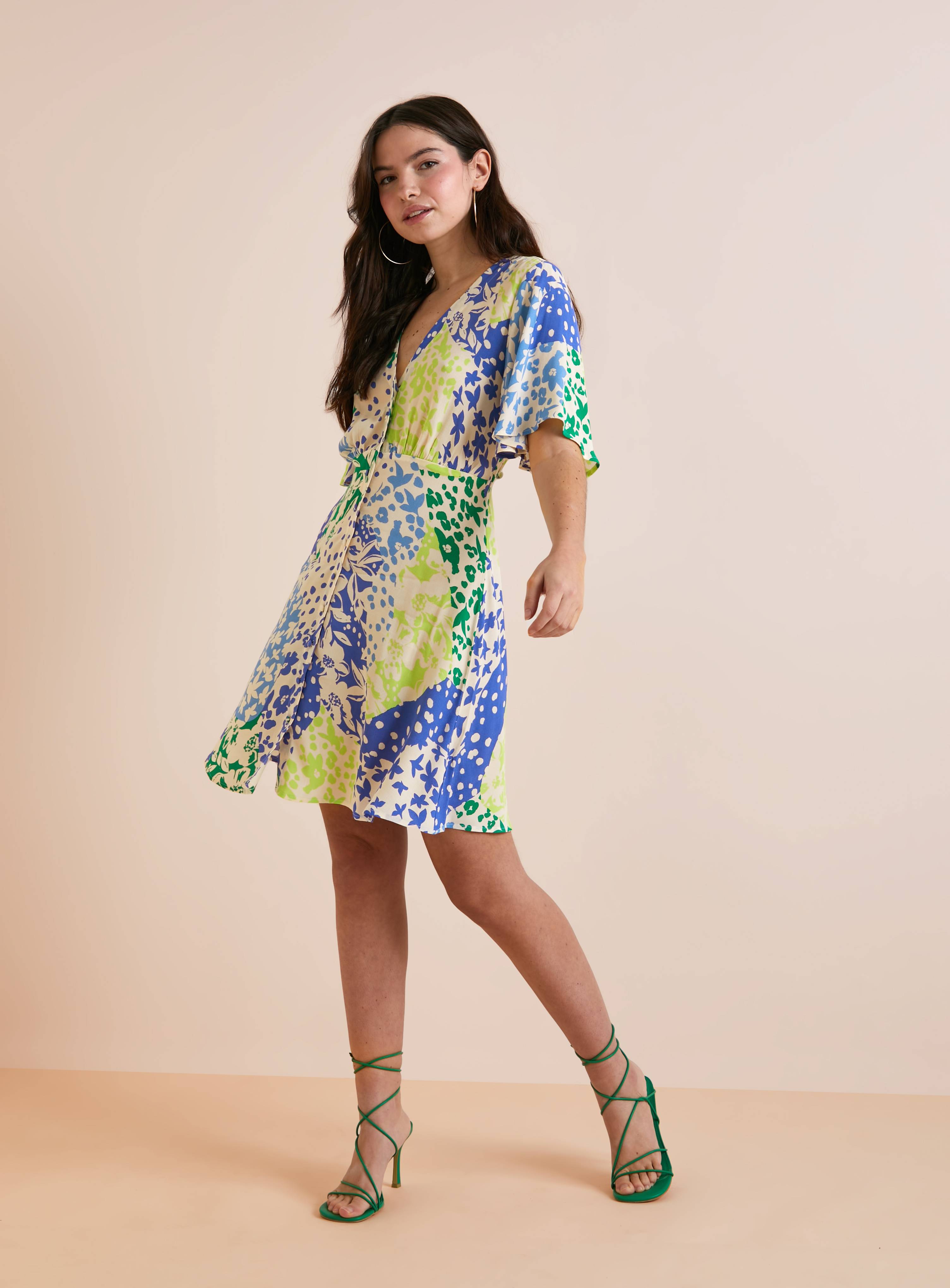 Everbelle Patchwork Floral Mini Dress 6 - Image 1